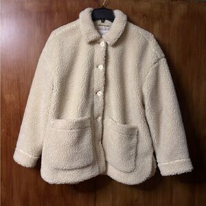 EUC Madewell Sherpa Walton Shirt-Jacket | White Teddy Coat | Women’s Plus XXL